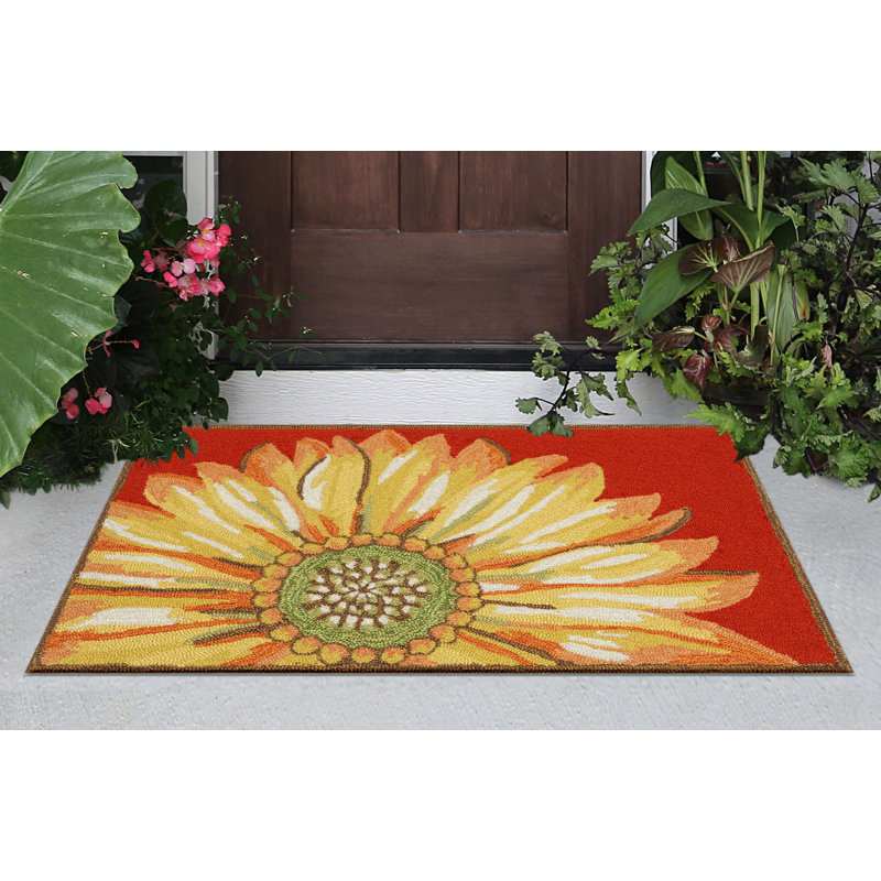 August Grove Ismay Sunflower Red Indoor/Outdoor Area Rug & Reviews